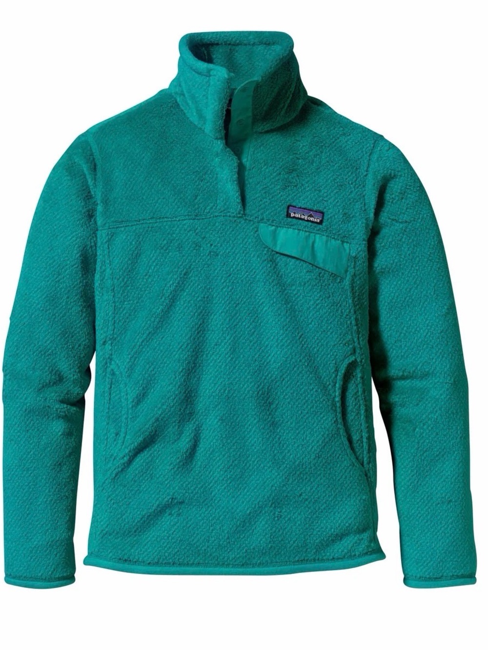 Patagonia Women’s Blue Fleece 1/4 Snap Mock Neck Pullover Kangaroo Pockets XL